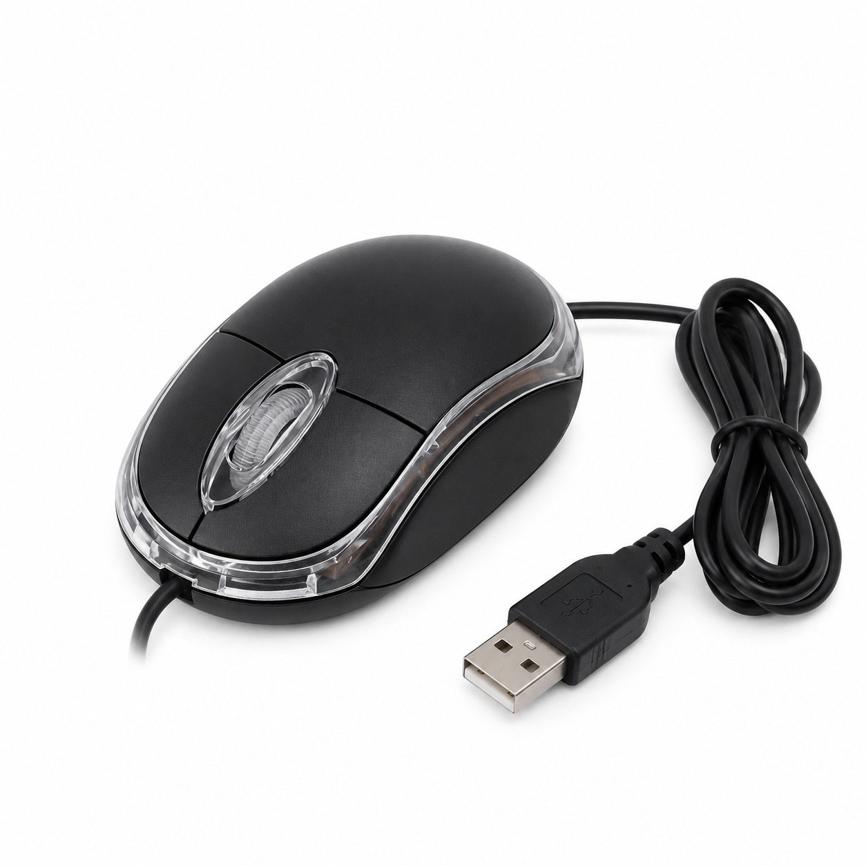 Mouse Óptico USB Alámbrico con Luz LED Negro para PC y Laptop