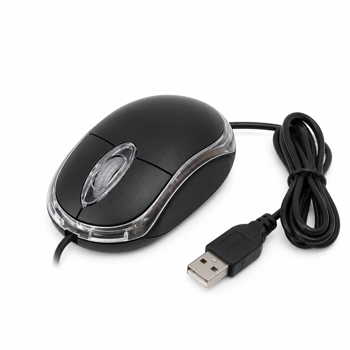 Mouse Óptico USB Alámbrico con Luz LED Negro para PC y Laptop